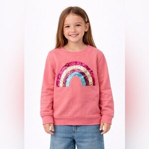 George Girls Pink Rainbow Sequin Sweatshirt – Size XS (4–5